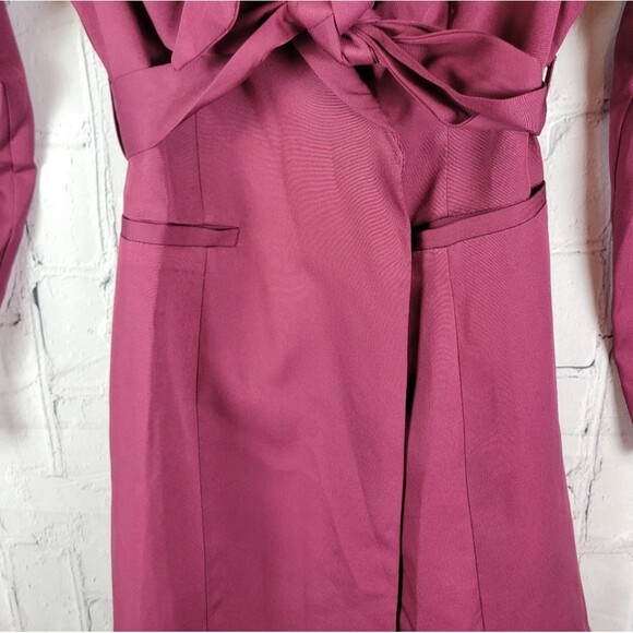 Milk & Honey burgundy red long sleeve belted wrap short blazer dress - Picture 5 of 10